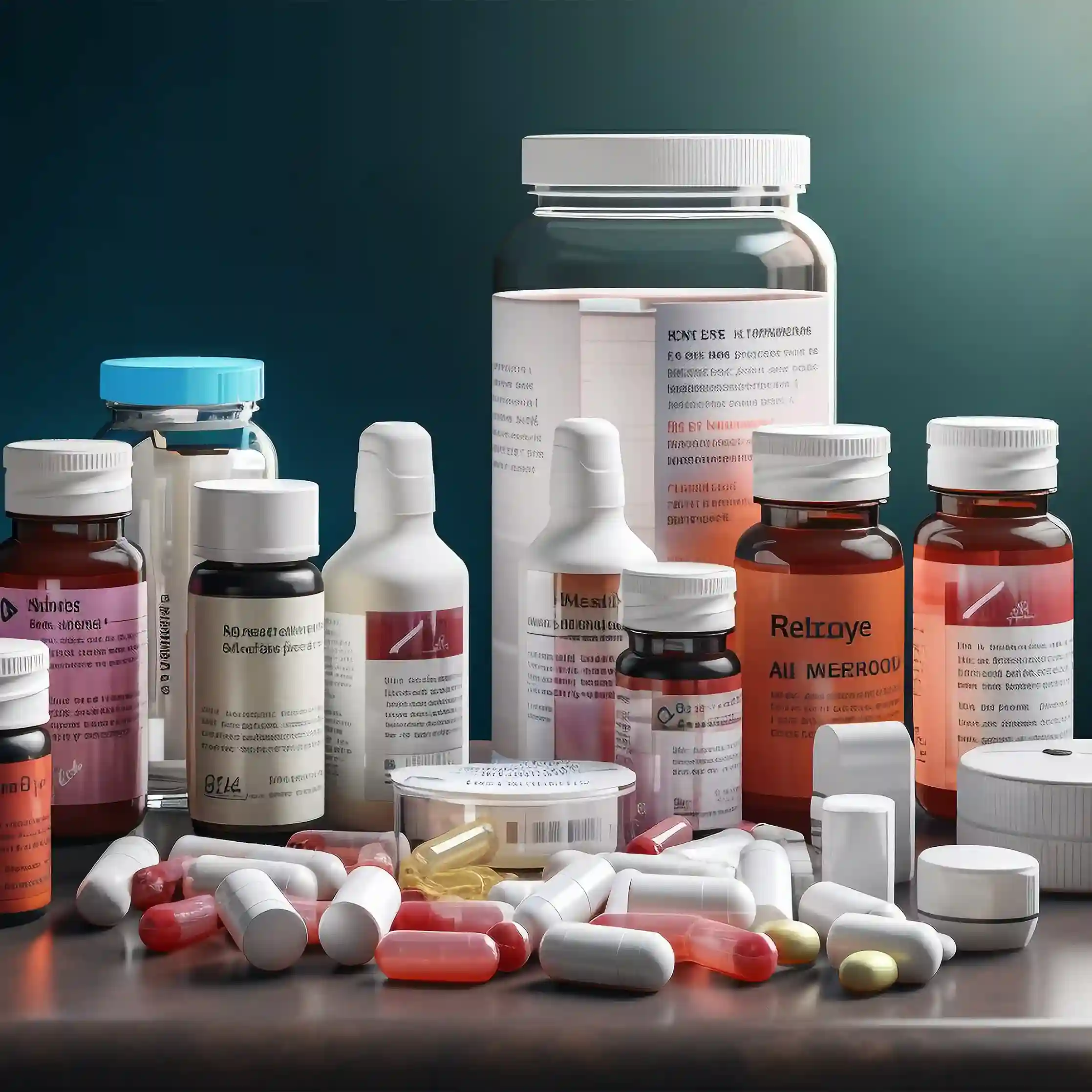 Assortment of medicinal preparations including blister packs, capsules, and pills, representing Holy Evolution Pharma's neuro and PCD pharma franchise products
